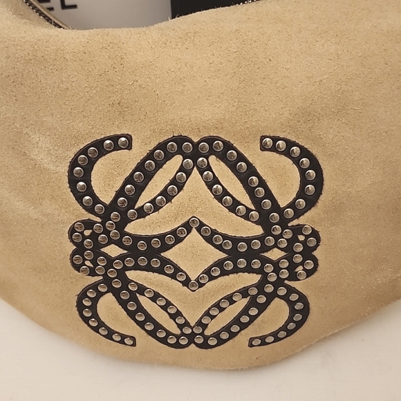 SOLD Rare! LOEWE Anagram Saddle Bag Shoulder Hand Bag Leather Suede Beige Brown - Picture 3 of 16